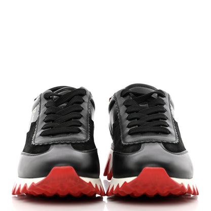 Christian Louboutin Calfskin Suede Patent Womens Loubishark Sneakers 37 Black Loubi Red 2 of 21