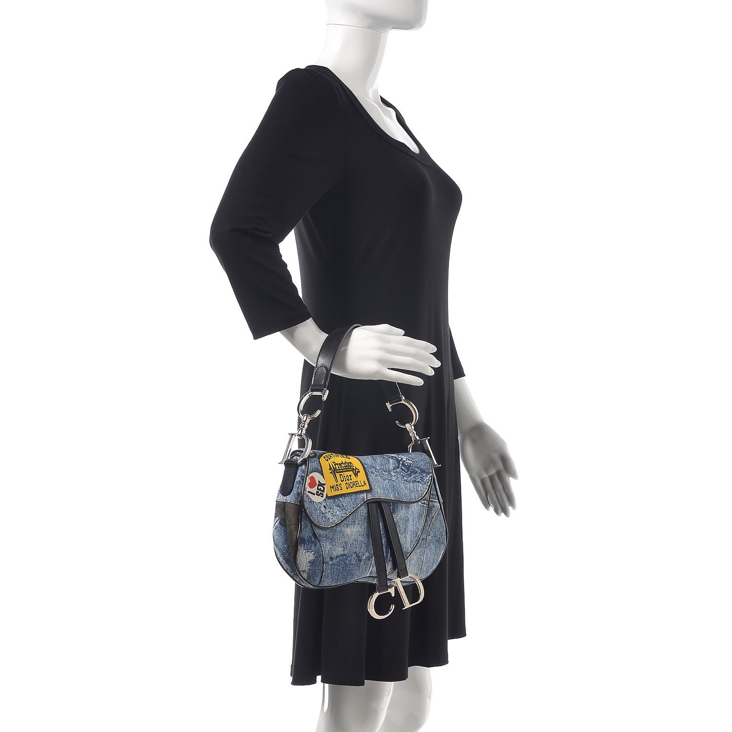 Christian Dior Denim Miss Diorella Double Saddle Bag Blue 2 of 8