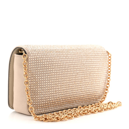 Versace Satin Crystal Medusa Chain Clutch Beige 3 of 10
