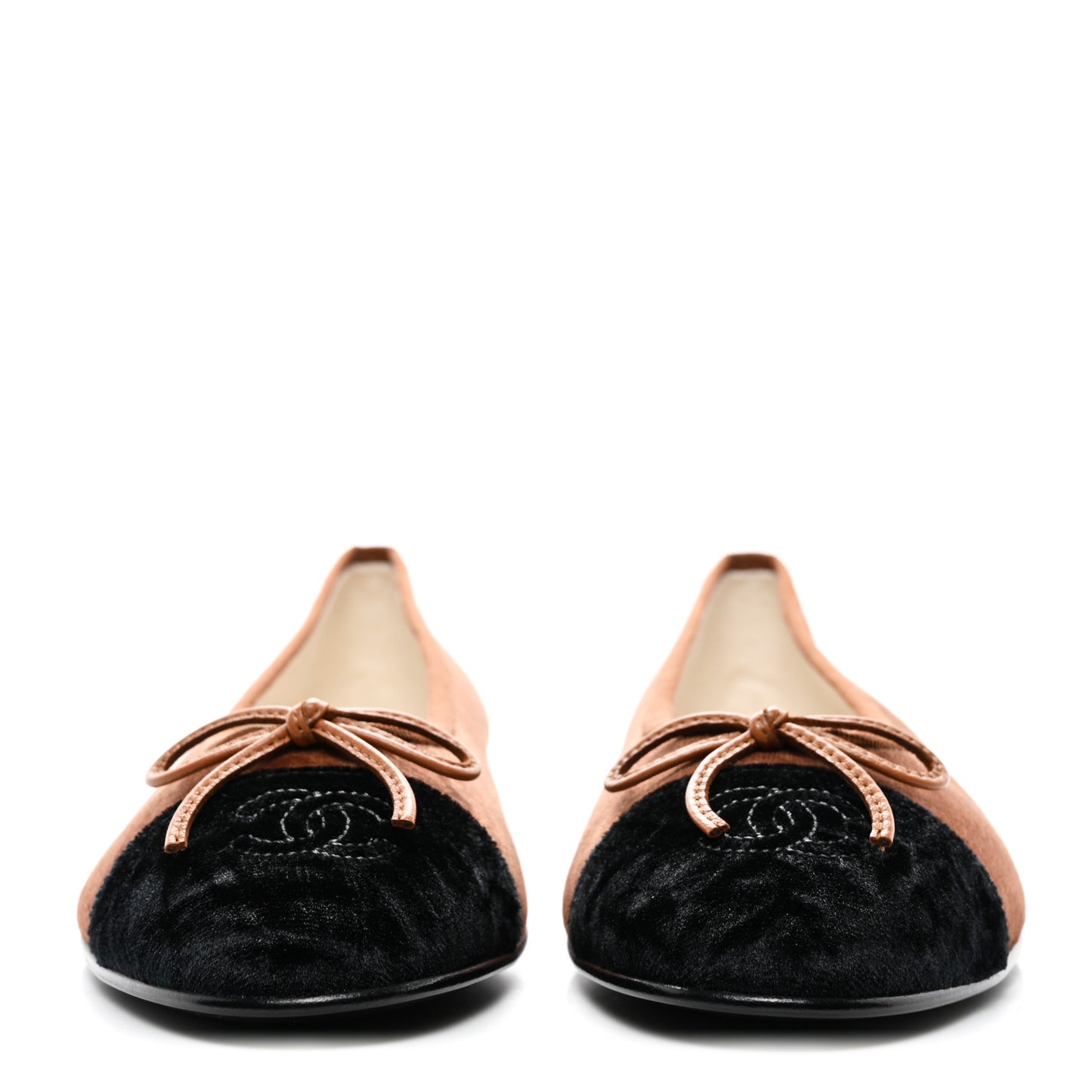 Velvet Cap Toe CC Ballerina Flats 38.5 Brown Black