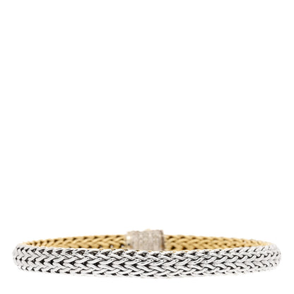 John Hardy Sterling Silver 18K Yellow Gold Diamond 6.5mm Classic Chain Reversible Bracelet 4 of 5