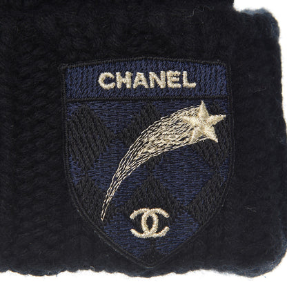 Chanel Cashmere CC Shooting Star Beanie Hat Navy Black 6 of 6