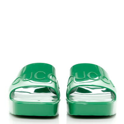 Gucci Rubber Gucci Logo Womens Platform 20/60mm Slide Sandals 36 New Shamarock 2 of 8
