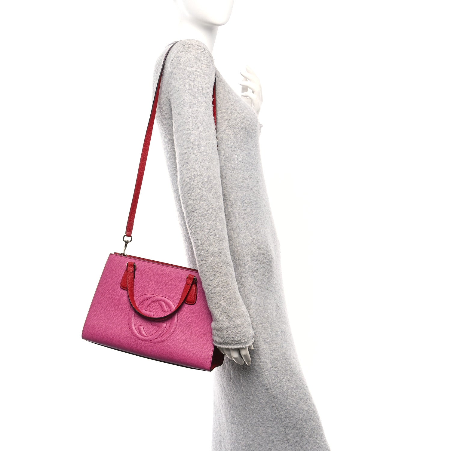 Gucci Dollar Calfskin Medium Soho Top Handle Satchel New Rosette Hibiscus Red 2 of 10