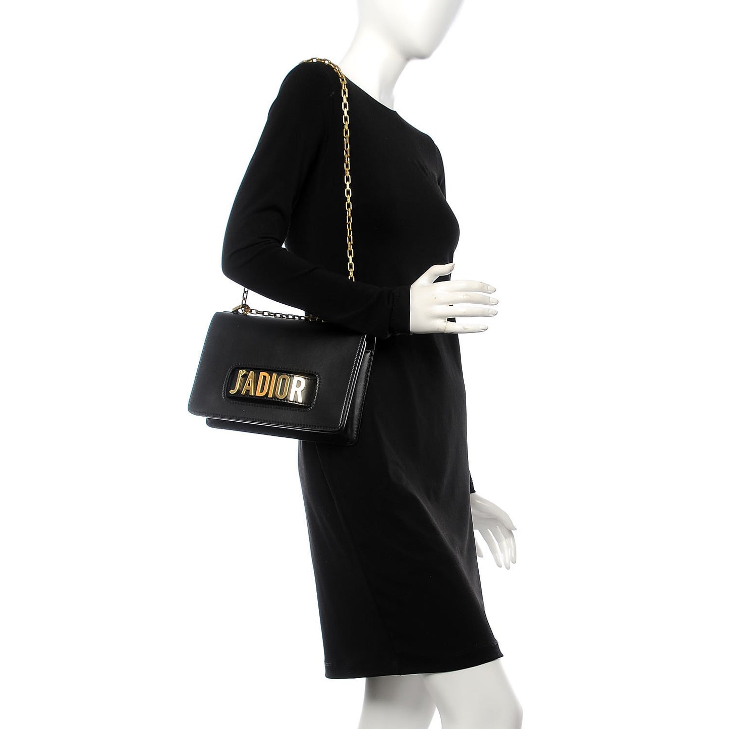 Calfskin J'Adior Chain Flap Bag Black