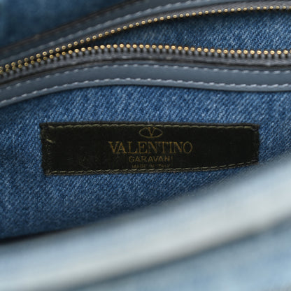 Valentino Garavani Denim Butterfly Small My Rockstud Frame Bag Light Blue 6 of 9