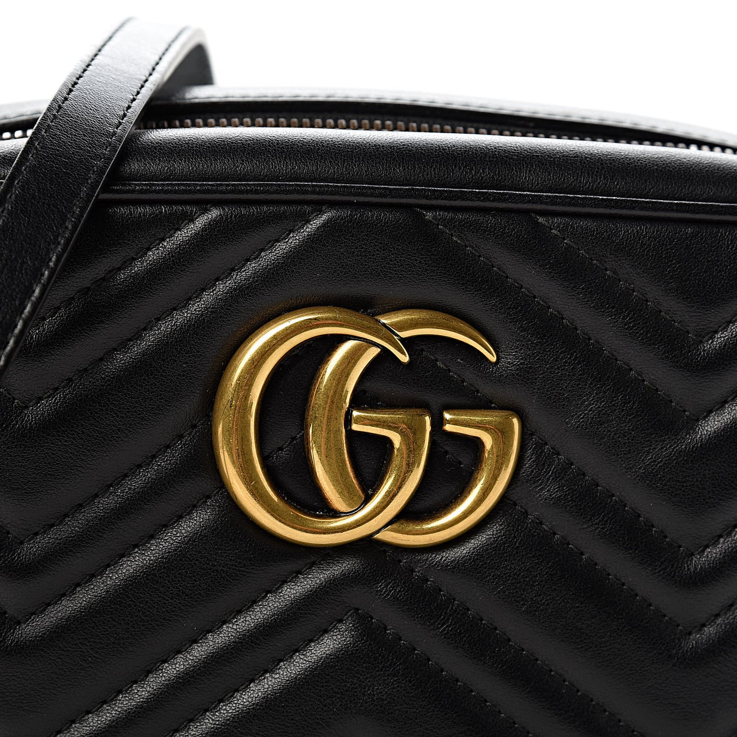Calfskin Matelasse Small GG Marmont Chain Shoulder Bag Black