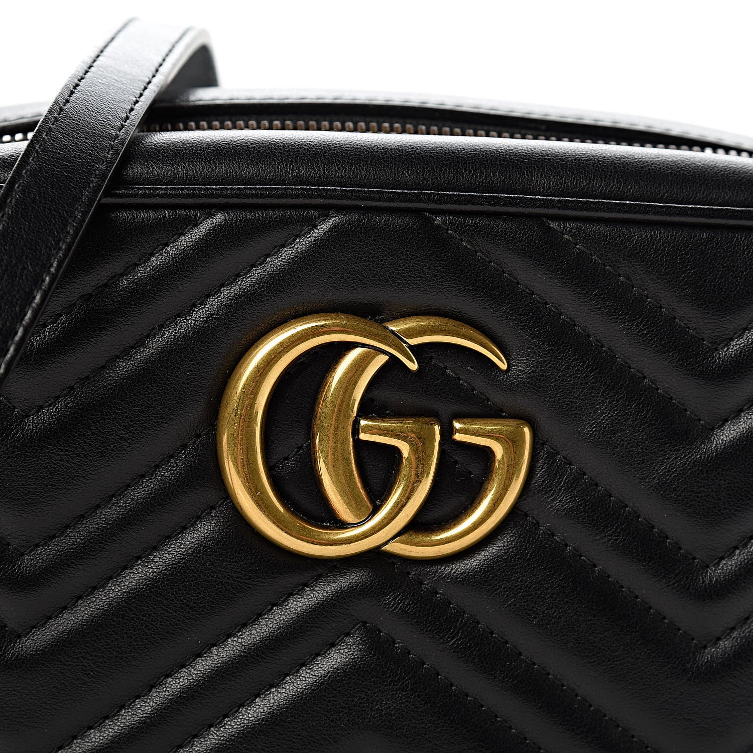Gucci Calfskin Matelasse Small GG Marmont Chain Shoulder Bag Black 8 of 12