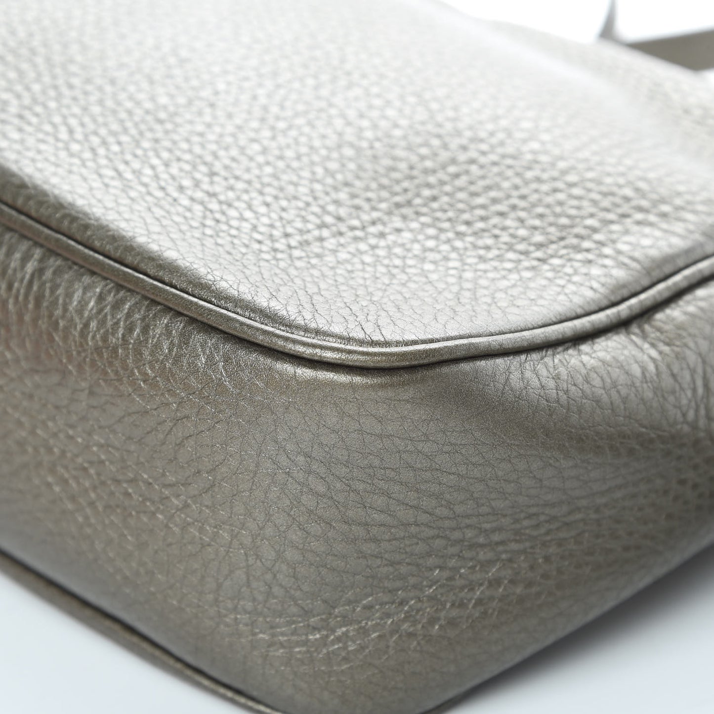 Metallic Pebbled Calfskin Small Soho Disco Bag Sasso
