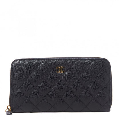 Chanel Caviar Quilted Large Gusset Zip Around Wallet Black 1 of 9