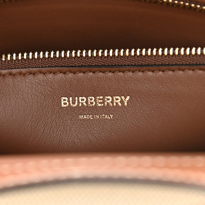 Burberry Canvas Smooth Calfskin Two Tone Mini Pocket Bag Natural Malt Brown 6 of 10