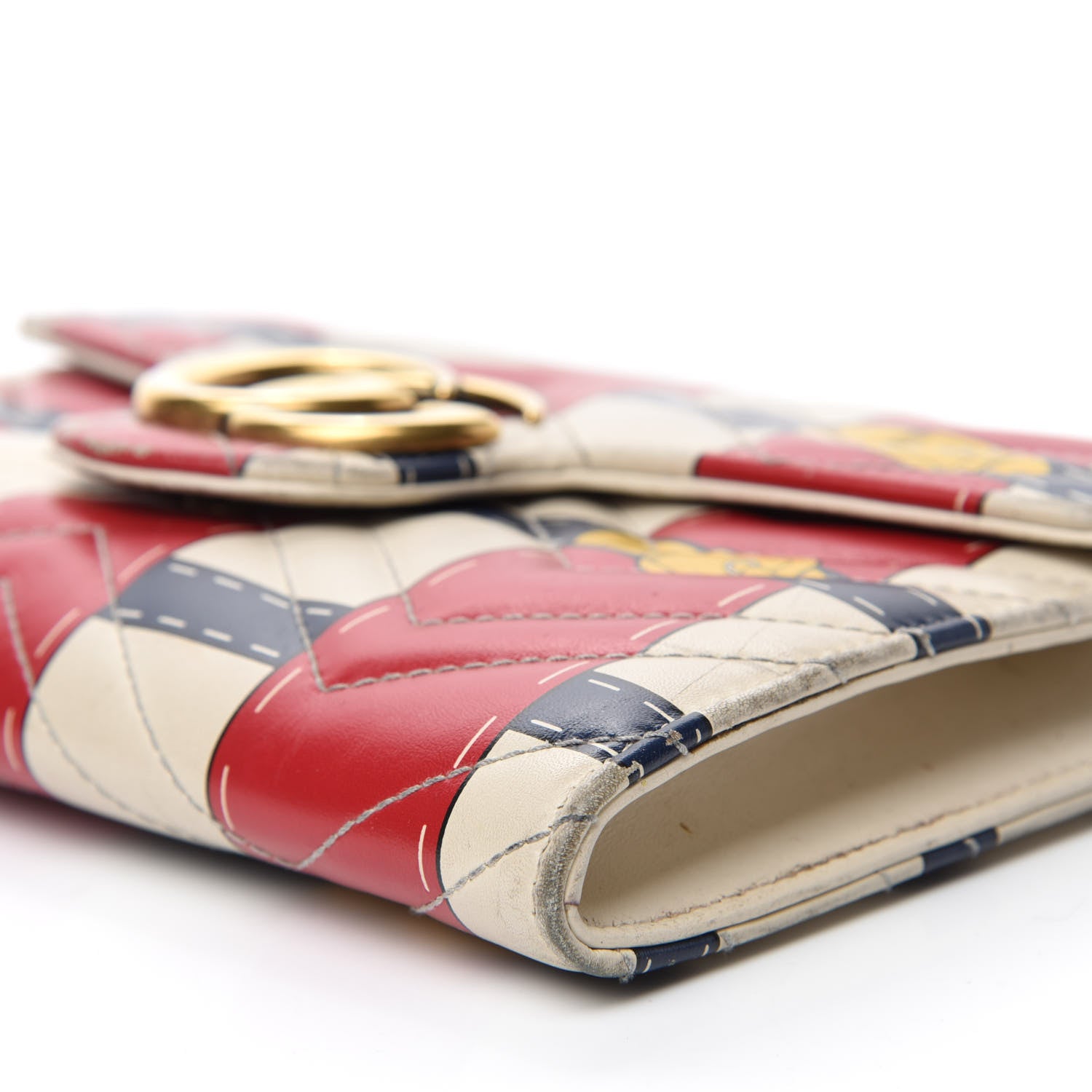 Gucci Calfskin Matelasse Trompe L'Oeil Print Mini GG Marmont Chain Wallet White 7 of 22