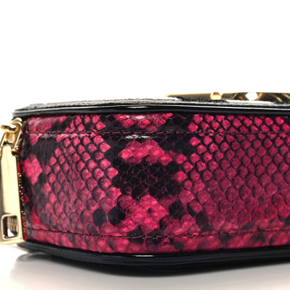 Marc Jacobs Metallic Sequin Snake Embossed Calfskin Stripe Snapshot Camera Bag Black White Pink 9 of 10