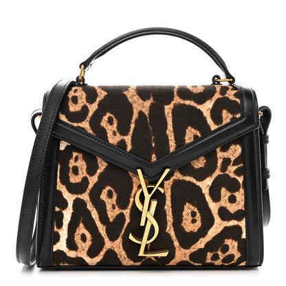 Saint Laurent Canvas Leopard Print Mini Classic Monogram Cassandra Top Handle Black 1 of 11