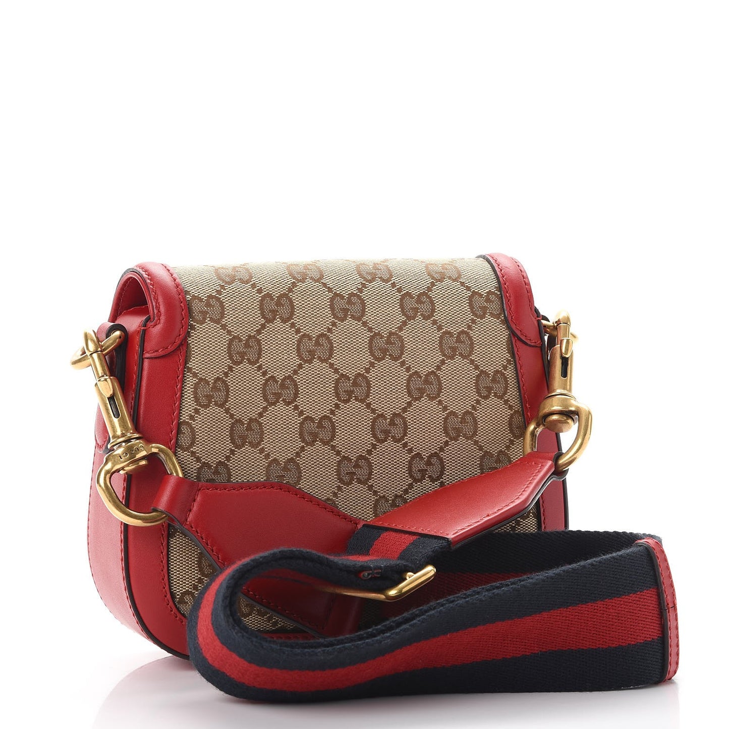 Monogram Ruinart Calfskin Small Lady Web Shoulder Bag Beige Ebony Hibiscus Red