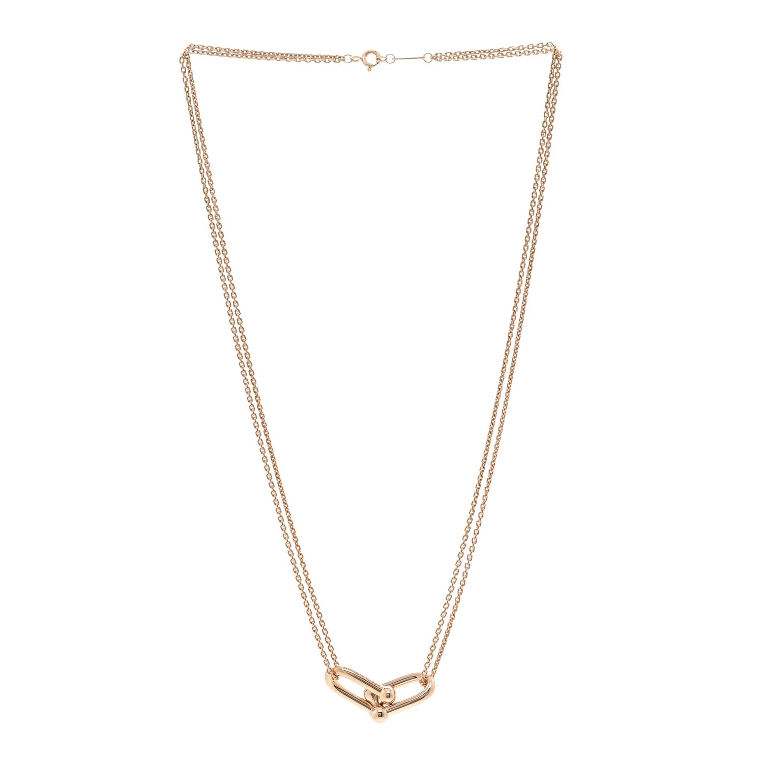 Tiffany 18K Rose Gold HardWear Double Link Pendant Necklace 3 of 6
