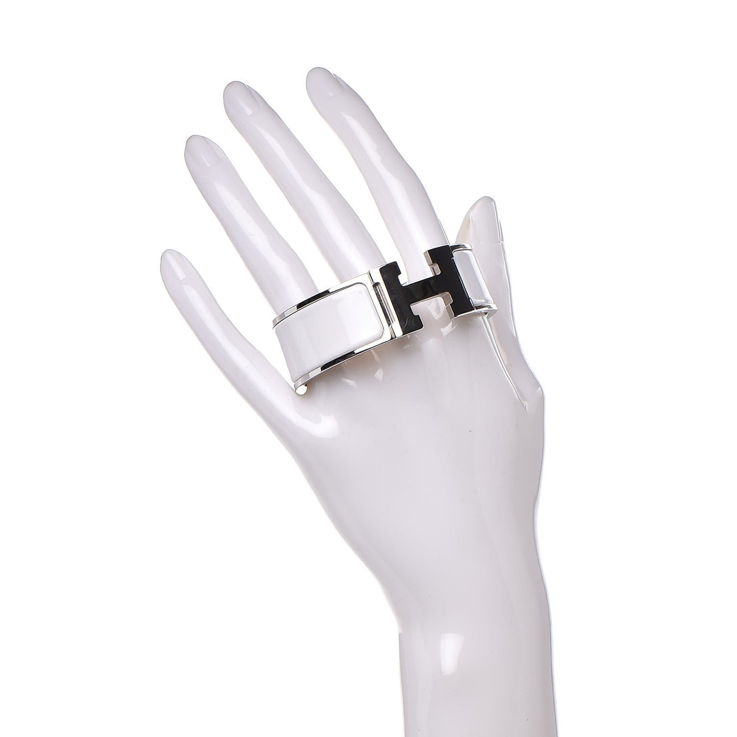 Enamel Wide Clic Clac H Bracelet PM White