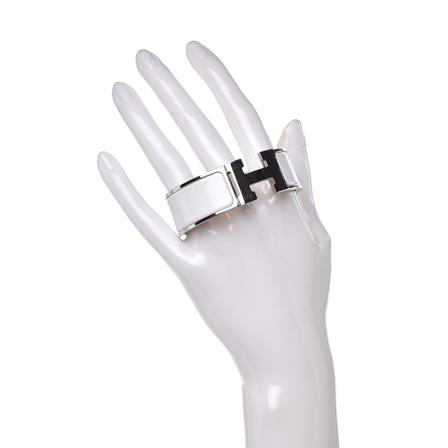 Hermes Enamel Wide Clic Clac H Bracelet PM White 2 of 5