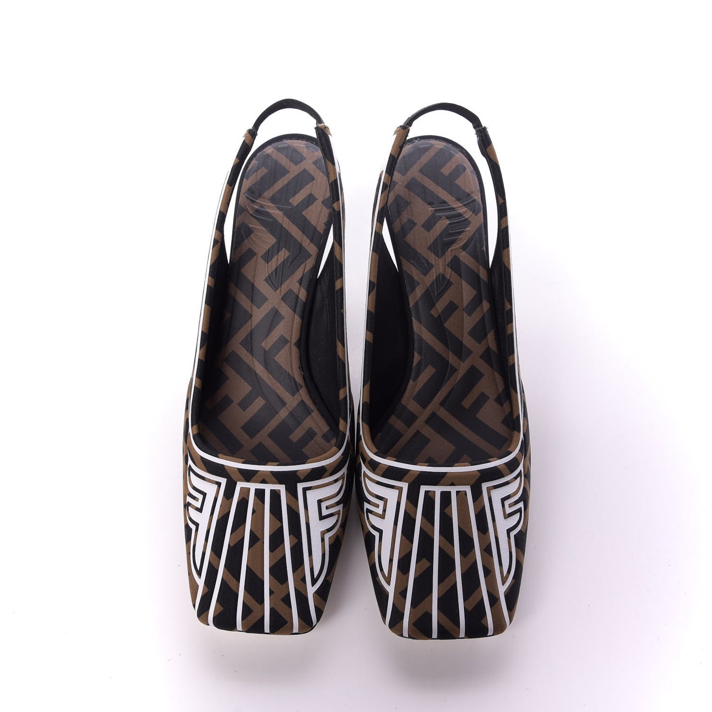 Lycra Film FF FFreedom Decollete Slingback Pumps 35 Tobacco Moro White
