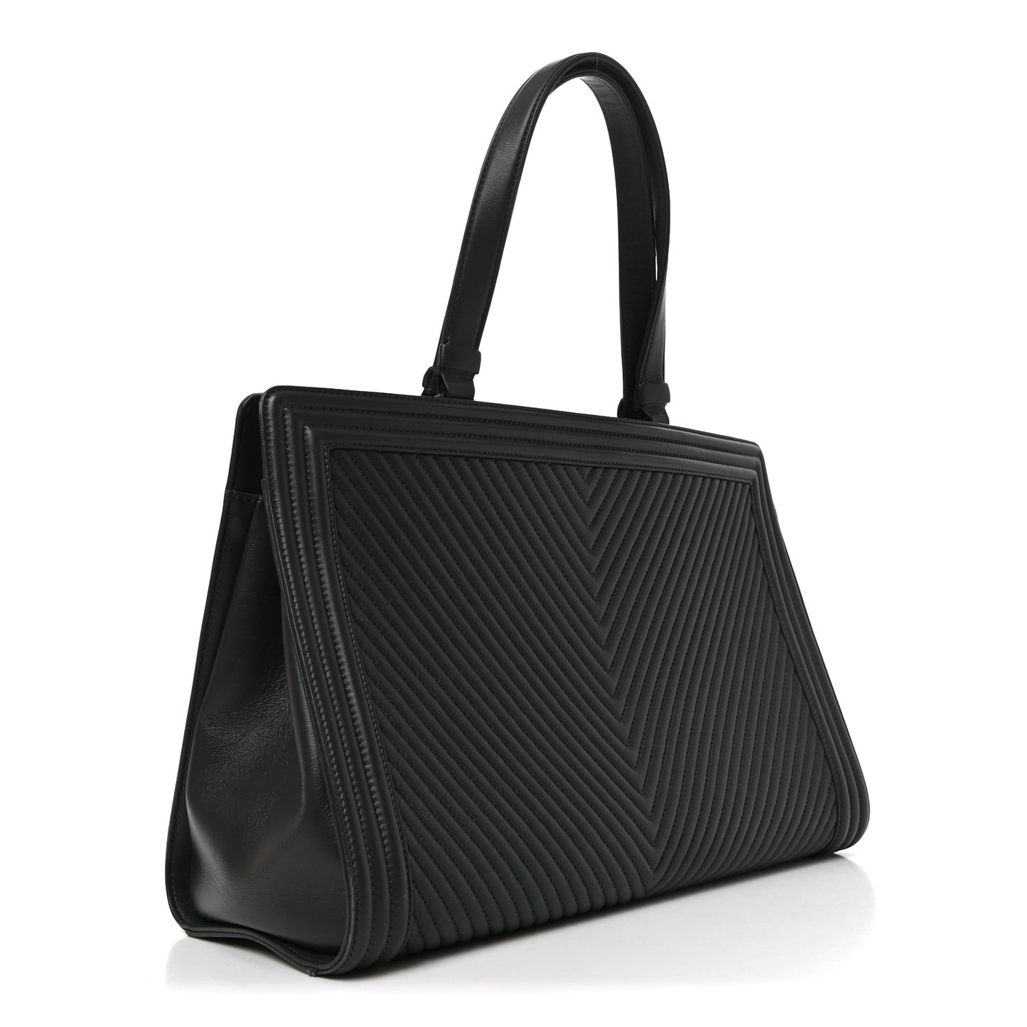 Calfskin Chevron Quilted Boy Shopping Tote Grey