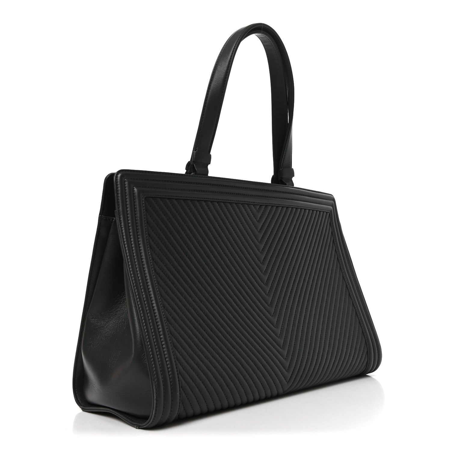 Chanel Calfskin Chevron Quilted Boy Shopping Tote Grey 3 of 10