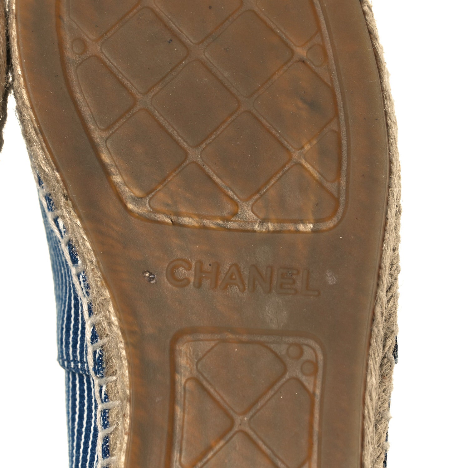 Chanel Canvas Striped Patent CC Espadrilles 40 Navy Black 8 of 10