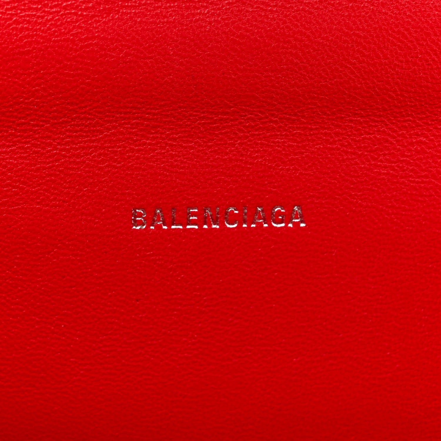 Balenciaga Shiny Calfskin Tonal B Crocodile Embossed Hourglass Top Handle Bag XS Bright Red 6 of 13