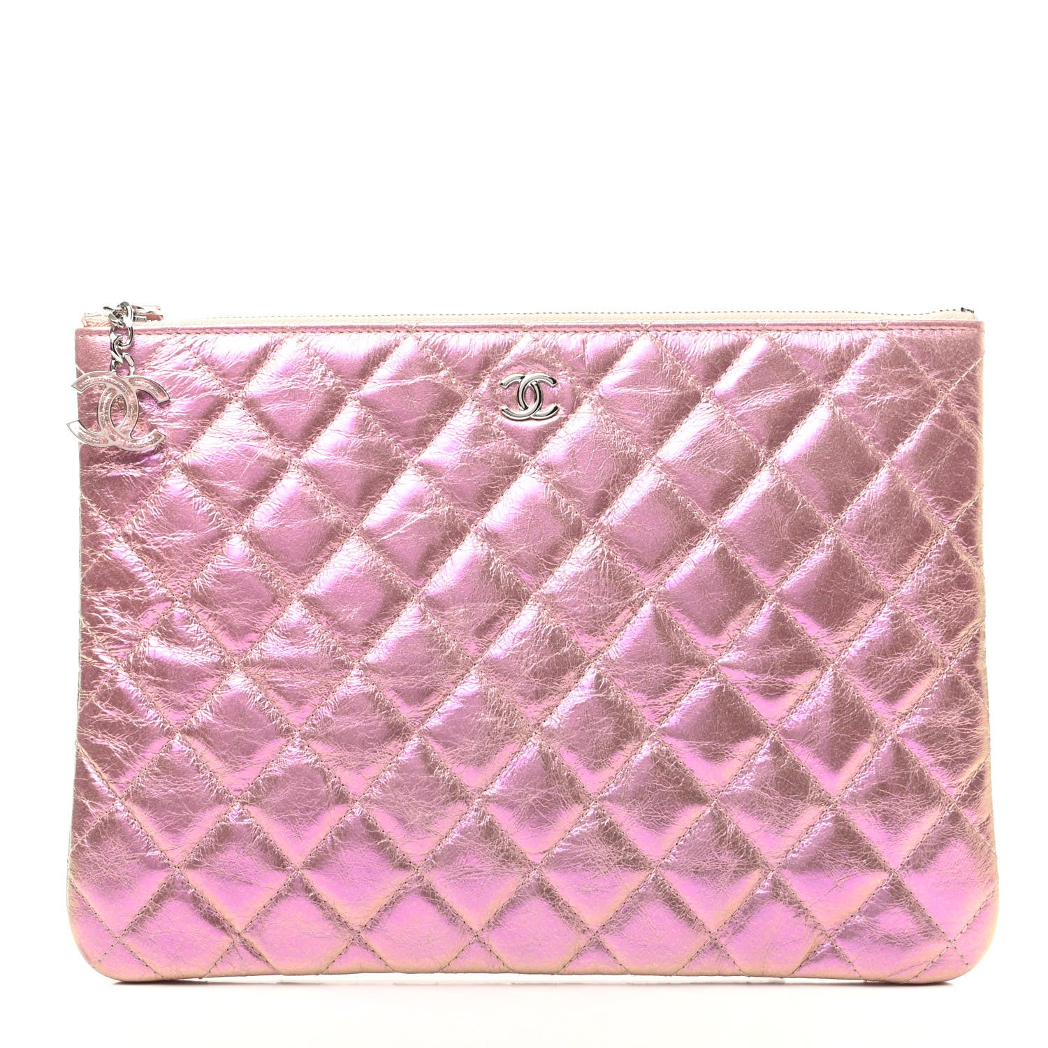Chanel Iridescent Crumpled Calfskin Medium Cosmetic Case Pink 1 of 7