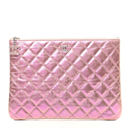 Chanel Iridescent Crumpled Calfskin Medium Cosmetic Case Pink 1 of 7