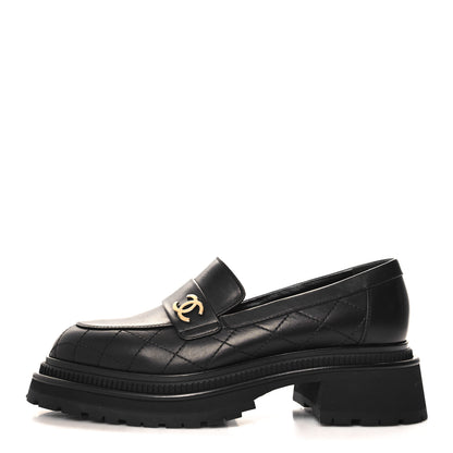 Chanel Calfskin Quilted CC Mocassin Loafers 39.5 Black 1 of 10