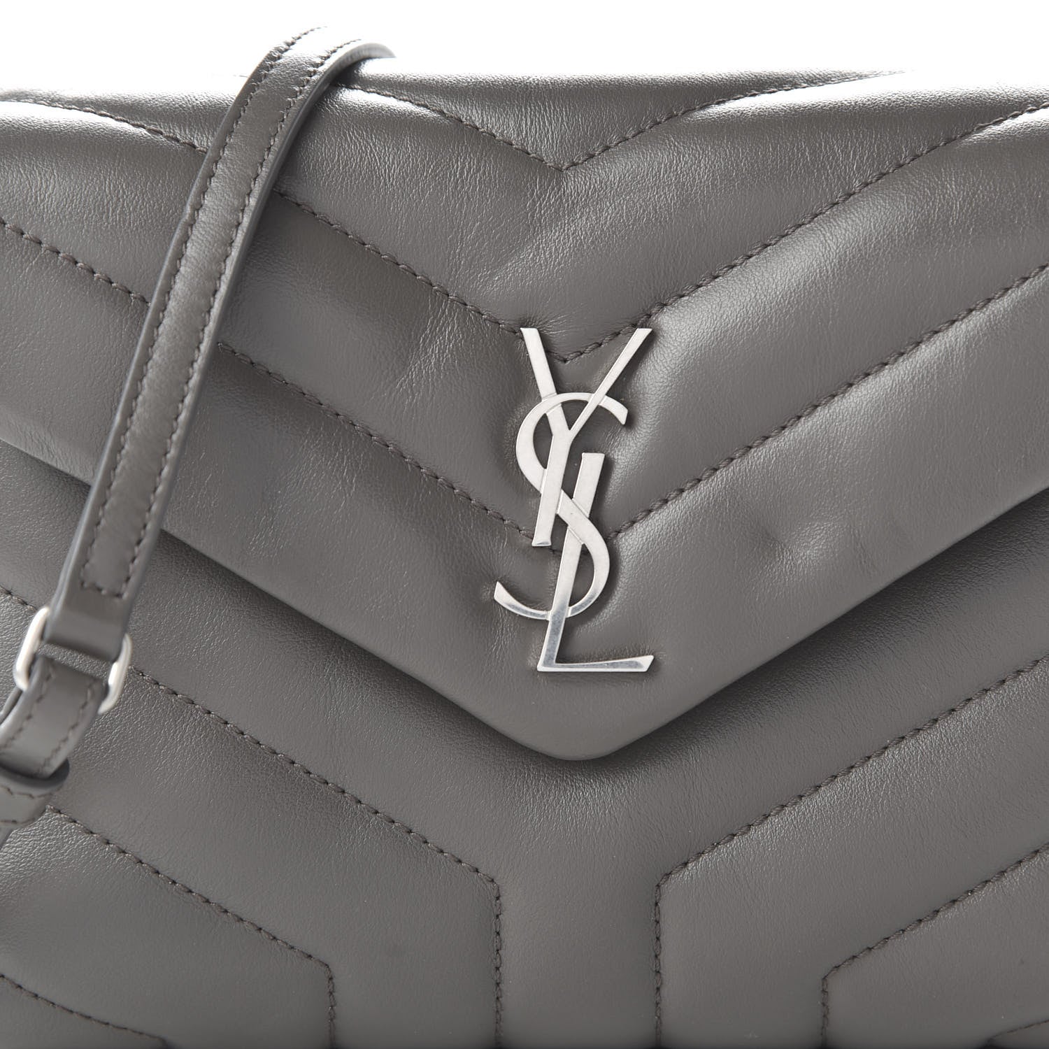 Saint Laurent Calfskin Y Quilted Monogram Toy Loulou Crossbody Bag Storm 9 of 10