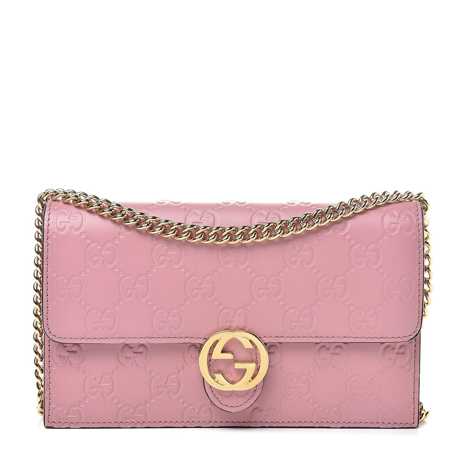 Guccissima Icon Chain Wallet Carmine Rose