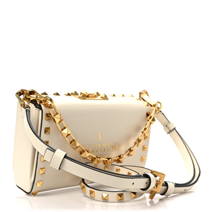 Valentino Garavani Grainy Calfskin Rockstud Alcove Box Clutch Ivory 3 of 7