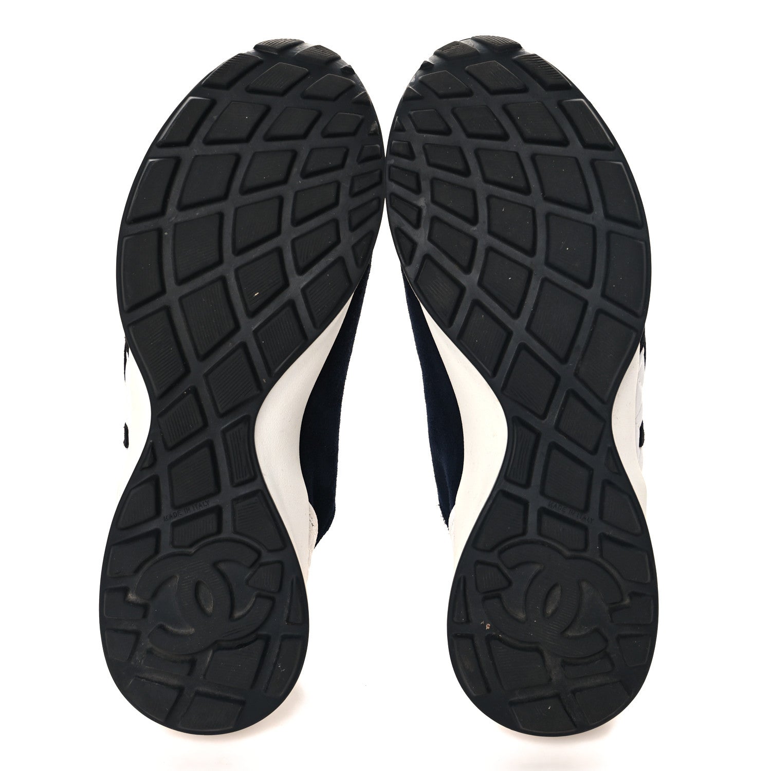 Chanel Fabric Suede Kidskin CC Sneakers 41 Dark Navy White 6 of 9