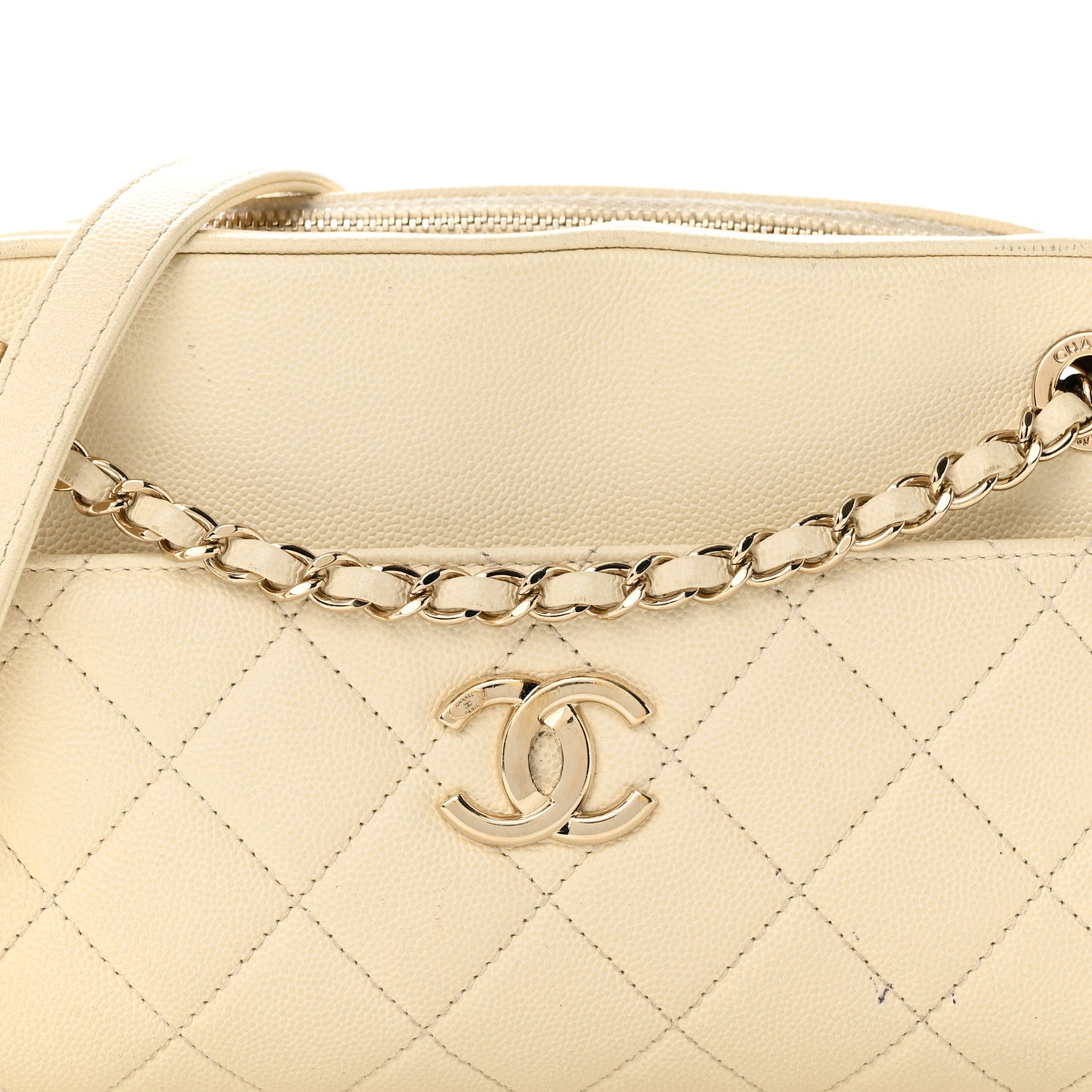 Caviar Quilted Small In & Out Camera Case White