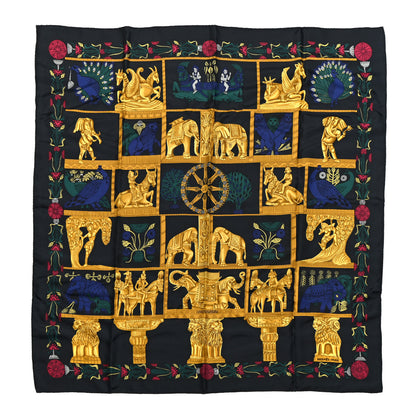 Hermes Silk Torana Scarf 90 Orange Bleu Vif 1 of 5