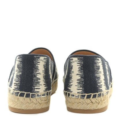 Christian Dior Cotton D-Stripes Embroidered Granville 15mm Espadrilles 37 Deep Blue 6 of 10