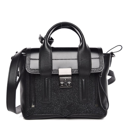 3.1 Phillip Lim 3.1 Smooth Calfskin Glitter Mini Pashli Satchel Black 1 of 7