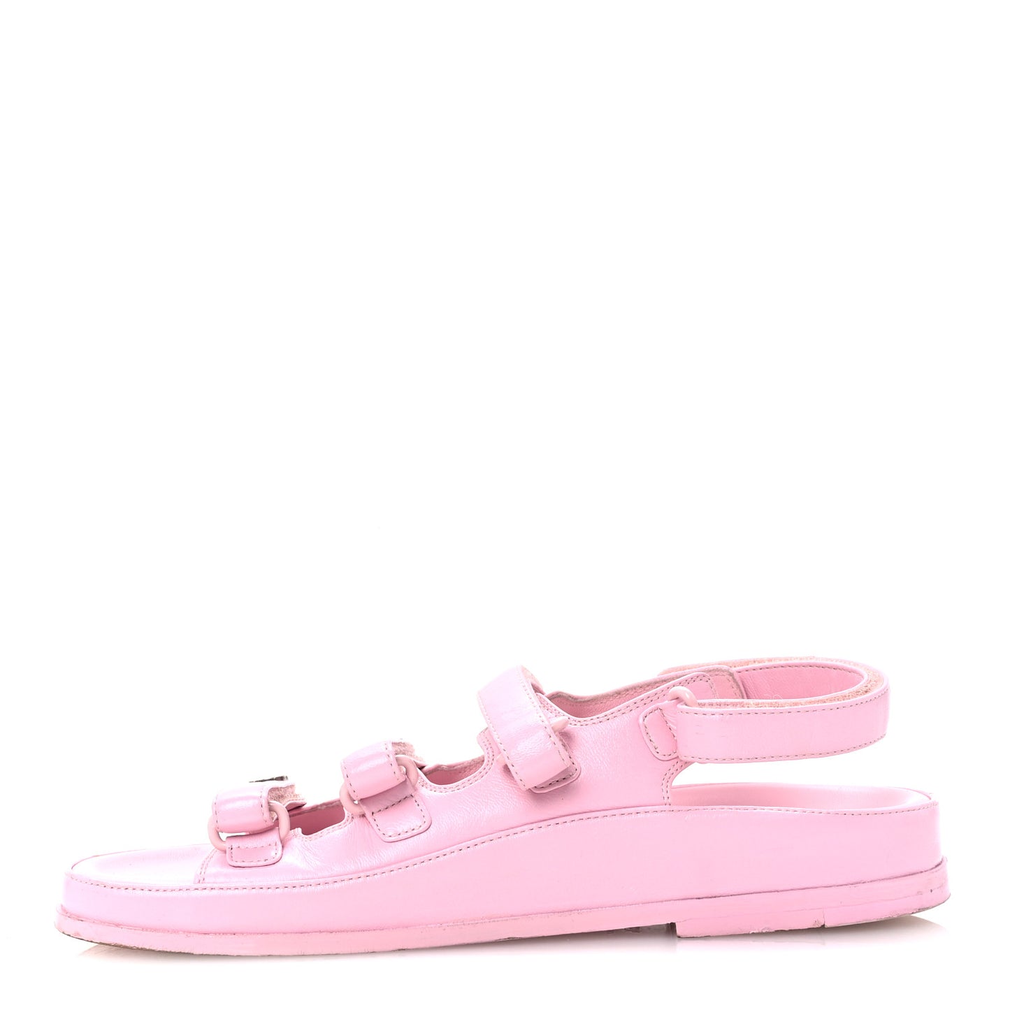 Lambskin Crystal CC Velcro Dad Sandals 35.5 Light Pink