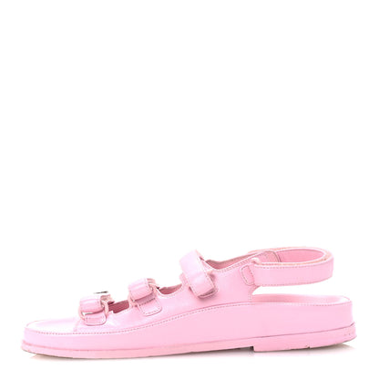 Chanel Lambskin Crystal CC Velcro Dad Sandals 35.5 Light Pink 1 of 10