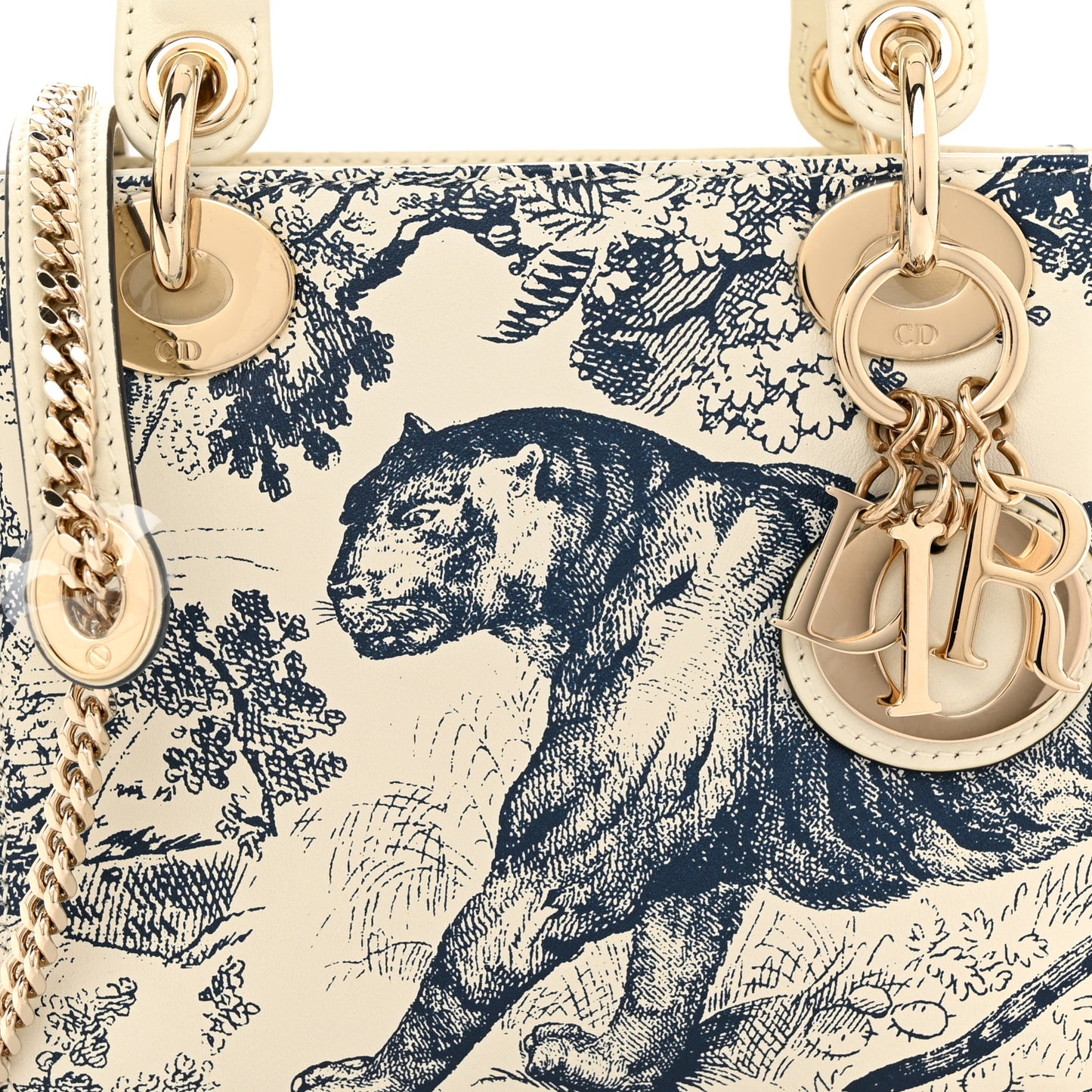 Calfskin Toile de Jouy Mini Lady Dior Blue