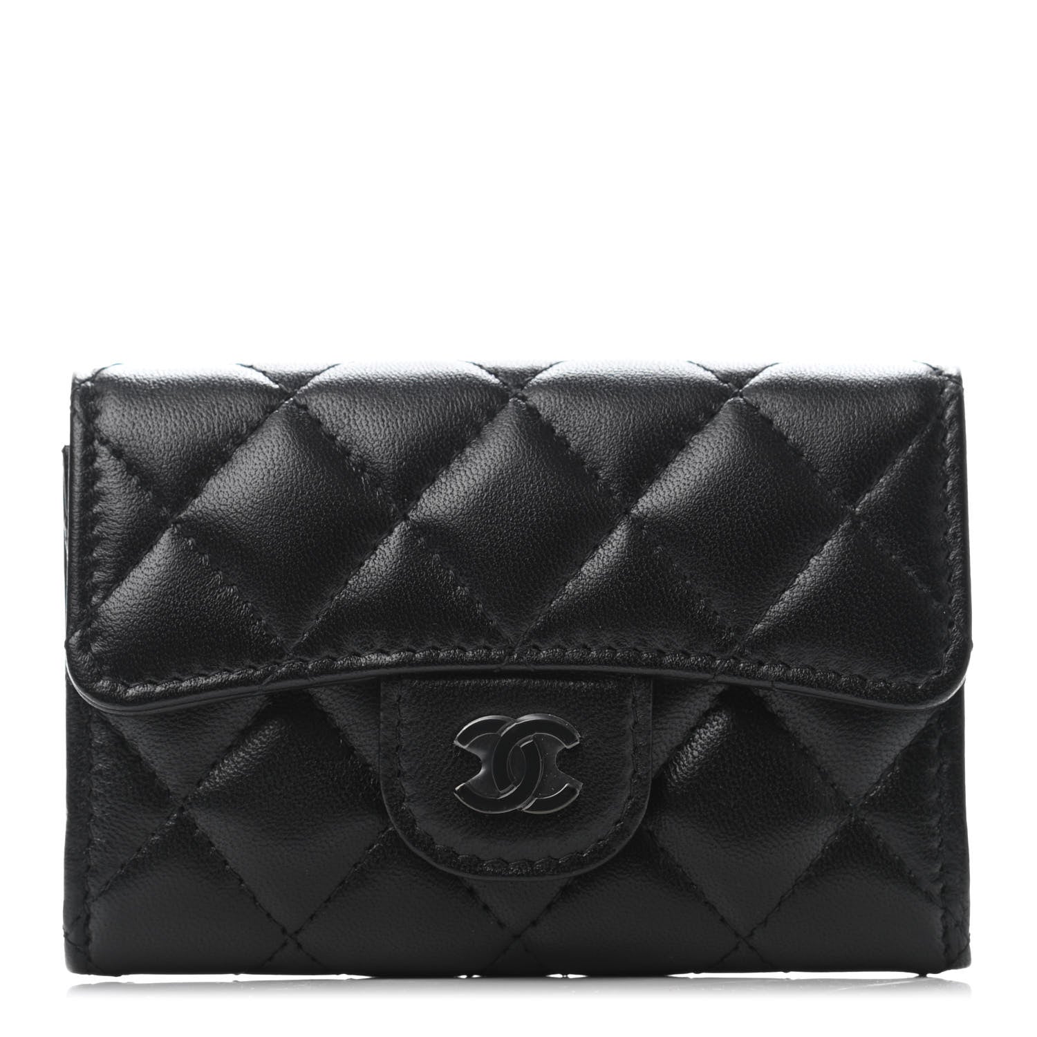 Chanel Lambskin Quilted Flap Card Holder Wallet So Black 1 of 4