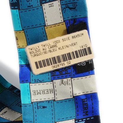 Hermes Silk Bolduc Au Carre Twilly Turquoise Bleu Klein Vert 3 of 6
