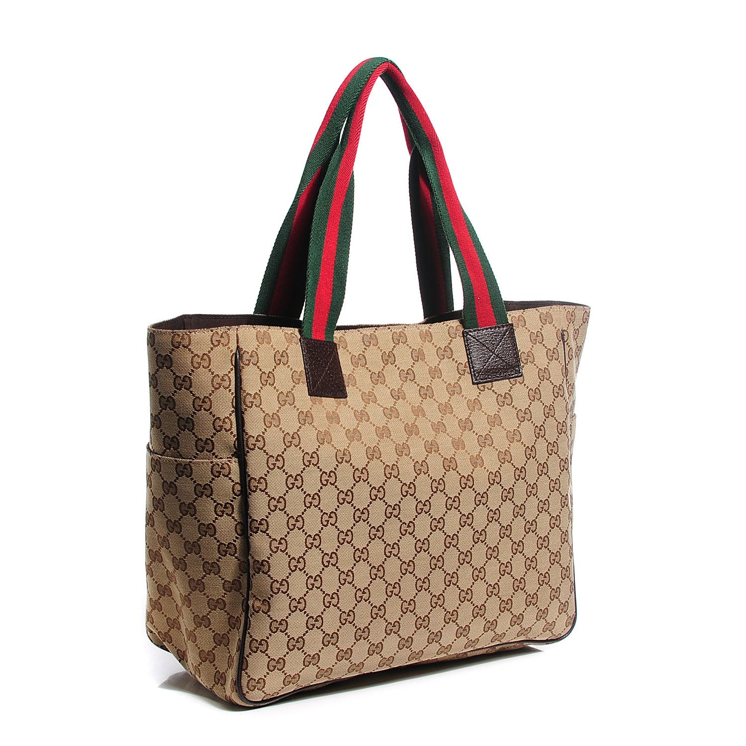 Gucci GG Monogram Medium Web Handle Double Pocket Tote Brown 3 of 7