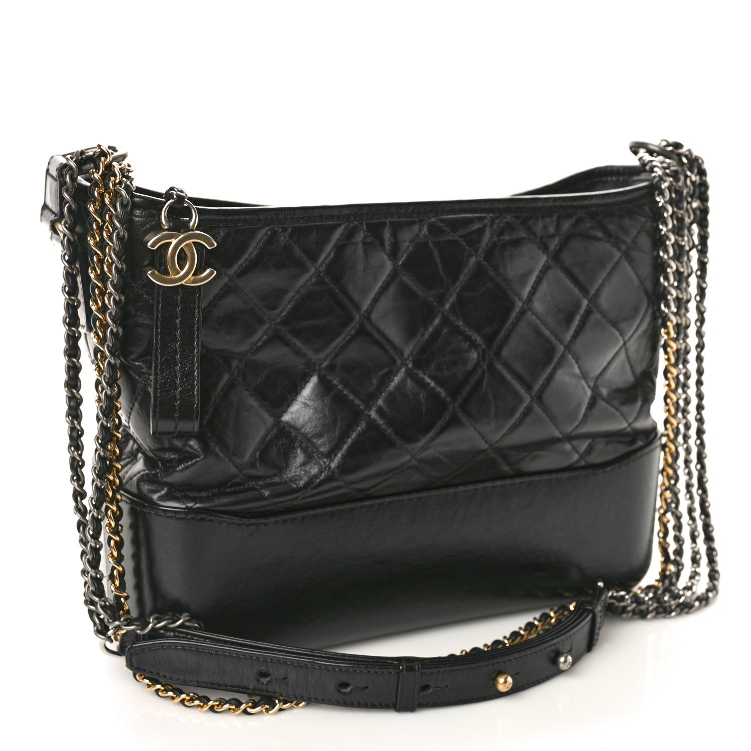 Chanel Aged Calfskin Quilted Medium Gabrielle Hobo Black 3 of 16