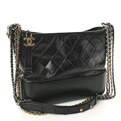 Chanel Aged Calfskin Quilted Medium Gabrielle Hobo Black 3 of 16