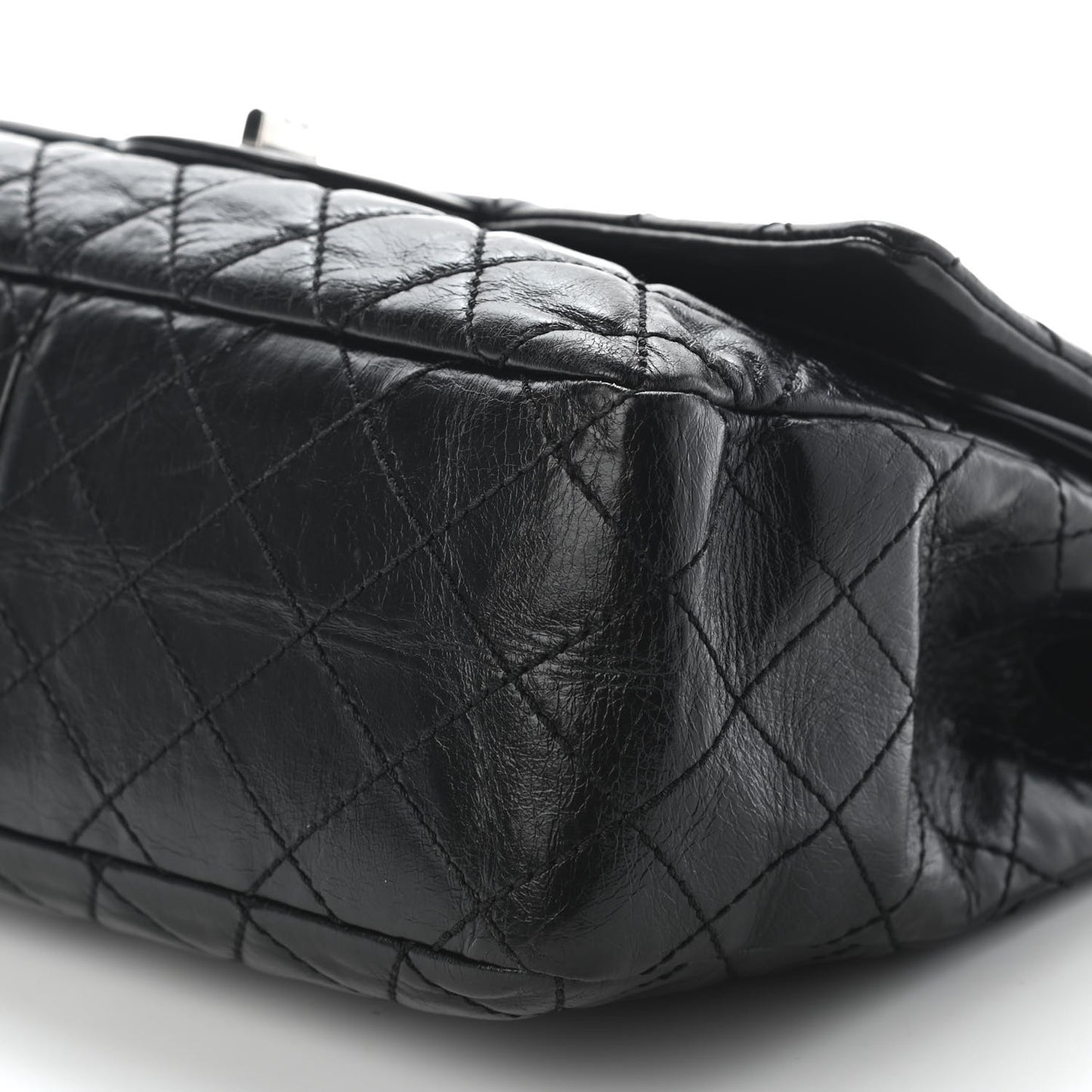 Glazed Calfskin Quilted Surpique 2.55 Reissue Flap Black