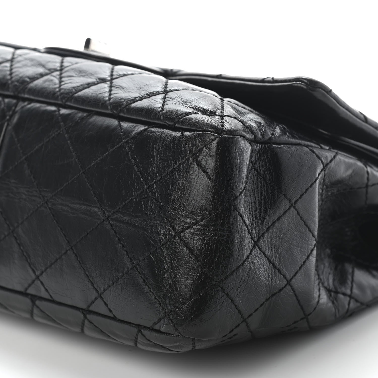 Chanel Glazed Calfskin Quilted Surpique 2.55 Reissue Flap Black 9 of 9
