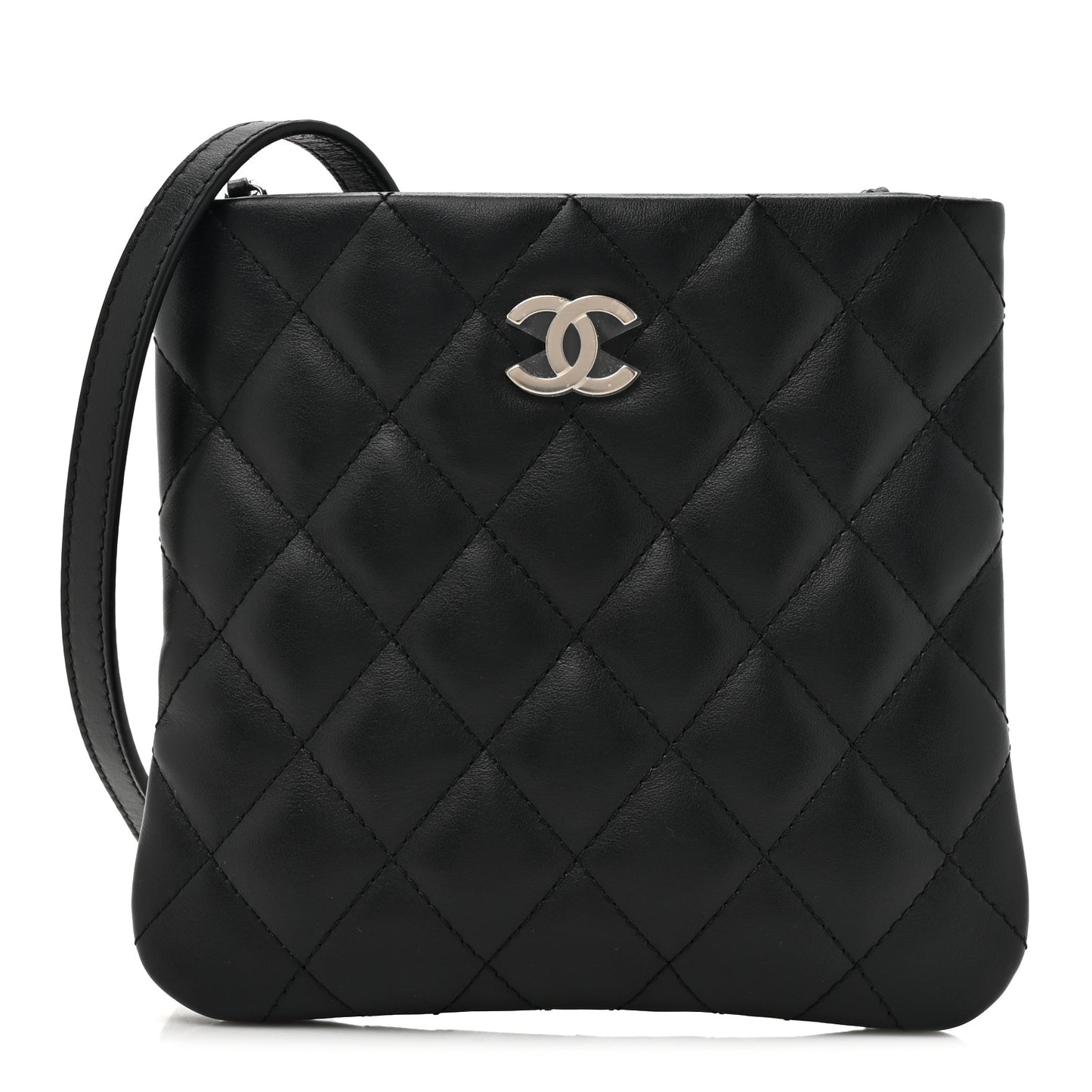 Lambskin Quilted Crossbody Bag Black
