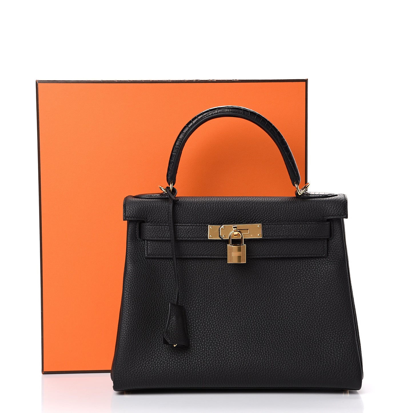 Togo Matte Alligator Kelly Retourne Touch 28 Black